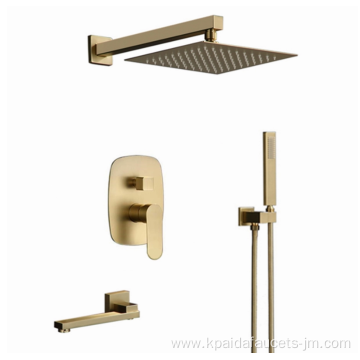 Square brass Gold plated Shower Faucet